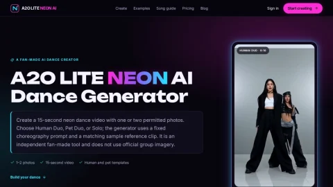A2O LITE NEON AI Dance page preview