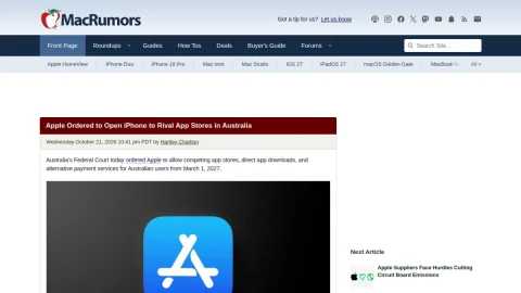 MacRumors page preview