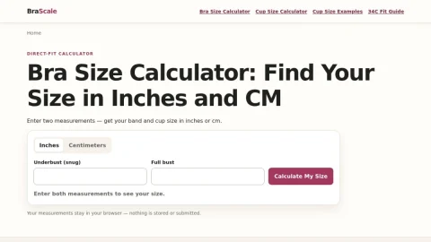 Bra Size Calculator page preview