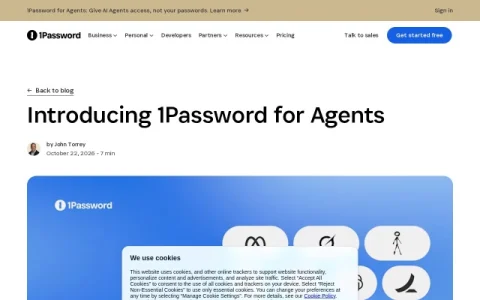1Password for Agents page preview