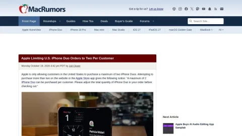 MacRumors page preview