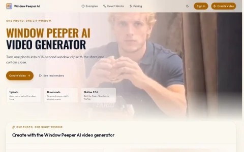 Window Peeper AI Video Generator page preview