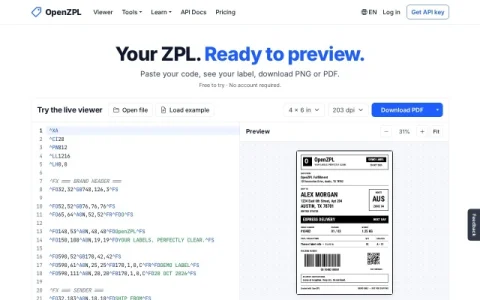 OpenZPL page preview