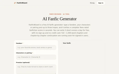 FanficWizard page preview