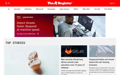 The Register page preview