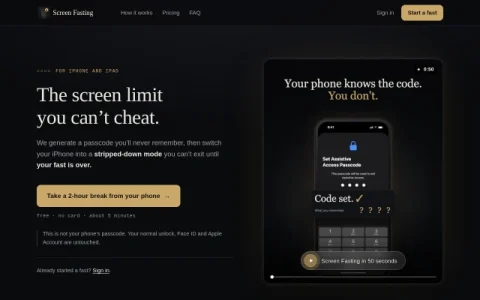 Screen Fasting page preview