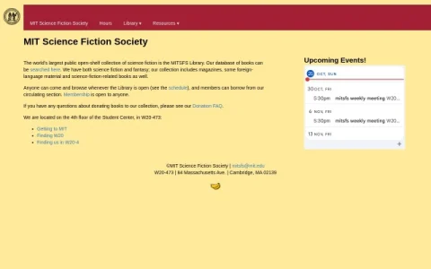 MIT Science Fiction Society page preview