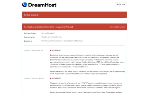 DreamHost Status page preview
