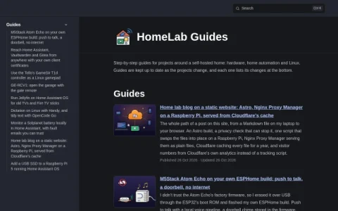 HomeLab Guides page preview