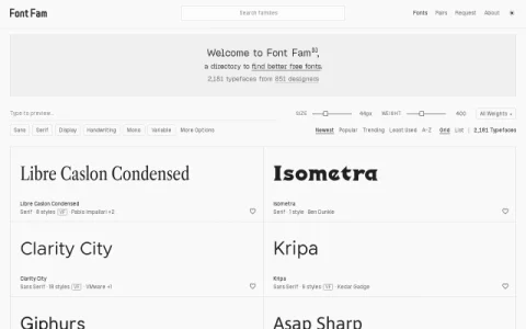 Font Fam page preview