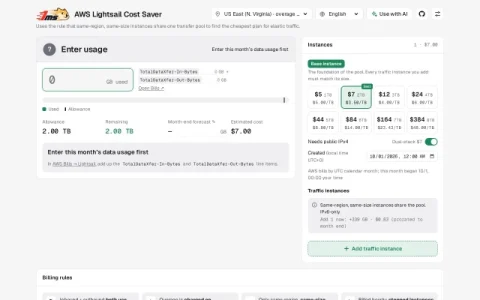 AWS Lightsail Cost Saver page preview
