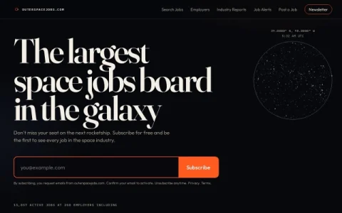 Outer Space Jobs page preview
