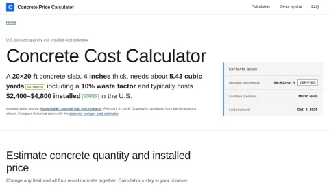 Concrete Cost Calculator page preview
