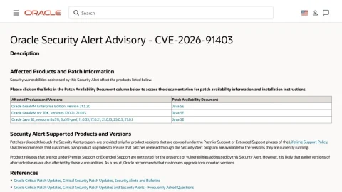 Oracle Security Alerts page preview