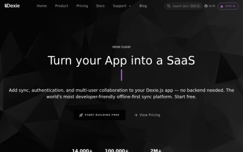 Dexie Cloud page preview