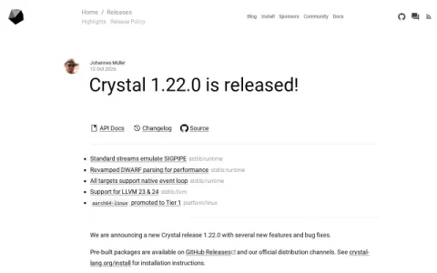 Crystal Programming Language page preview
