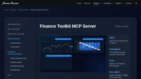 Finance Toolkit MCP Server page preview