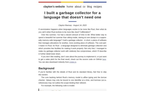 Clayton’s Website page preview