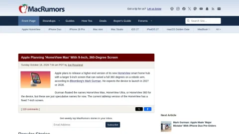 MacRumors page preview