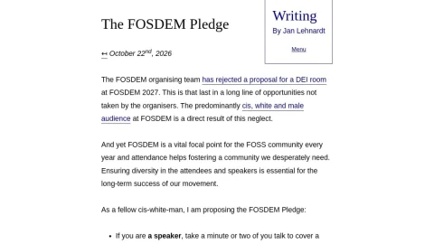 The FOSDEM Pledge page preview