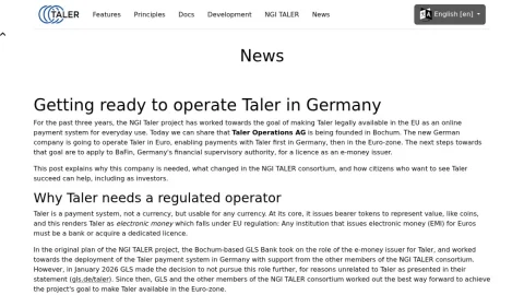 GNU Taler page preview
